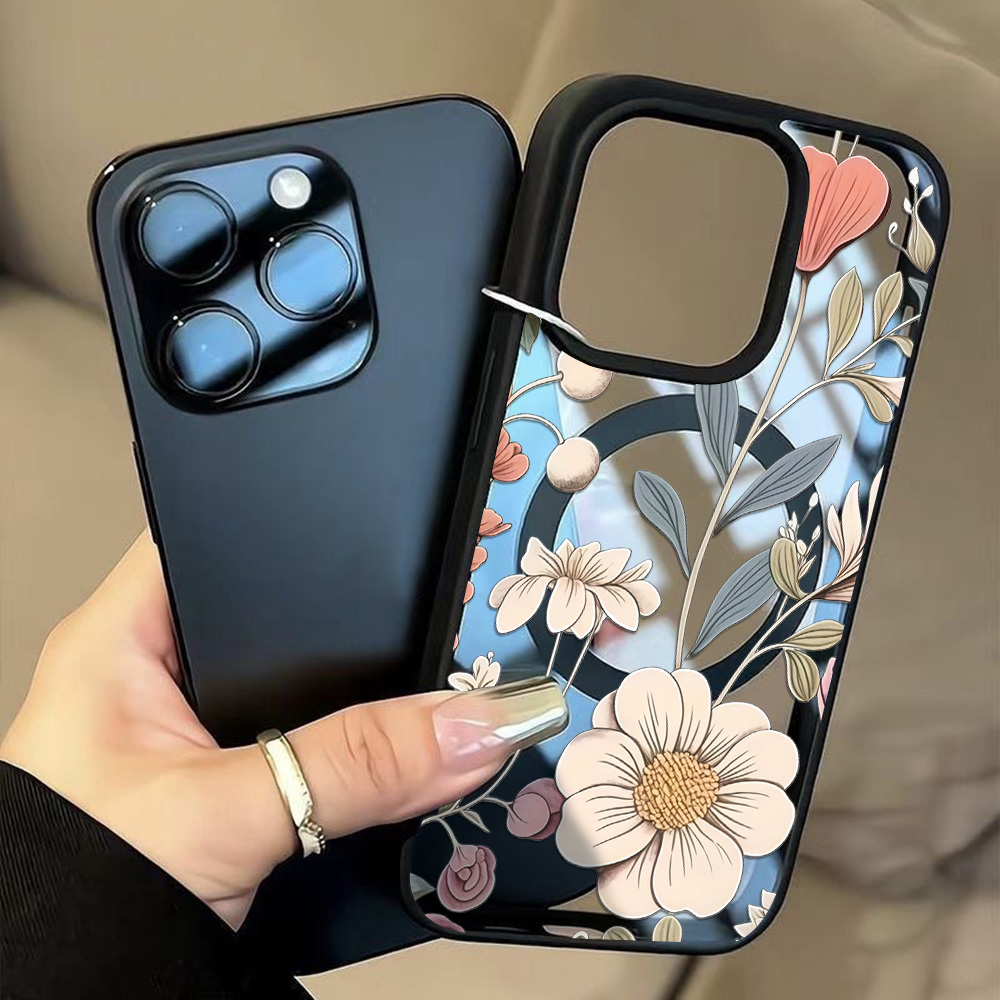 Phone Cases For Iphone 11 - Schwarzer Rahmen Blumenmuster Sturzsichere Handyhülle für