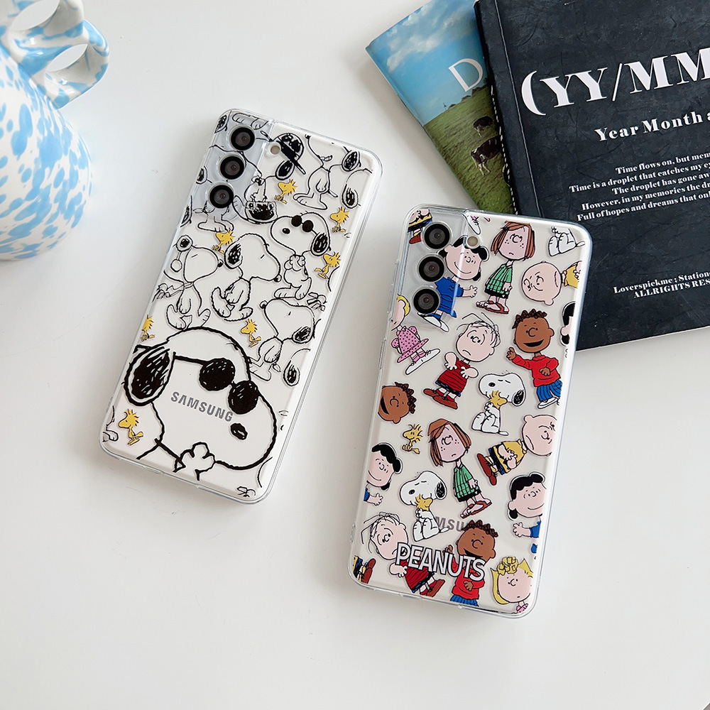 Phone Cases Brown - Niedliche Cartoon-Erdnuss-Snoopy-Charlie-Brown-Transparente Handyhülle für Samsung Galaxy