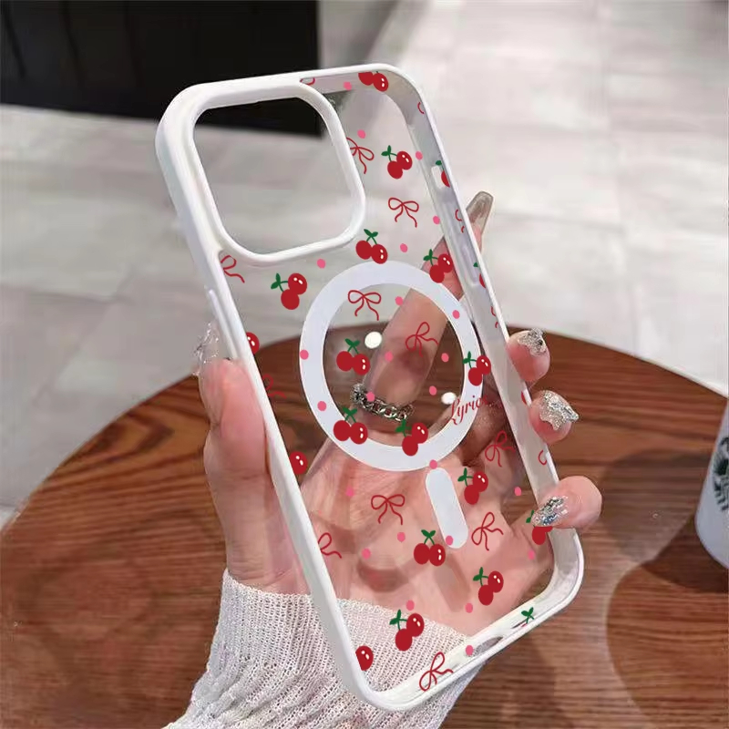 Phone Cases Mous - Rote Kirschen Bedruckte Magnetische Handyhülle für