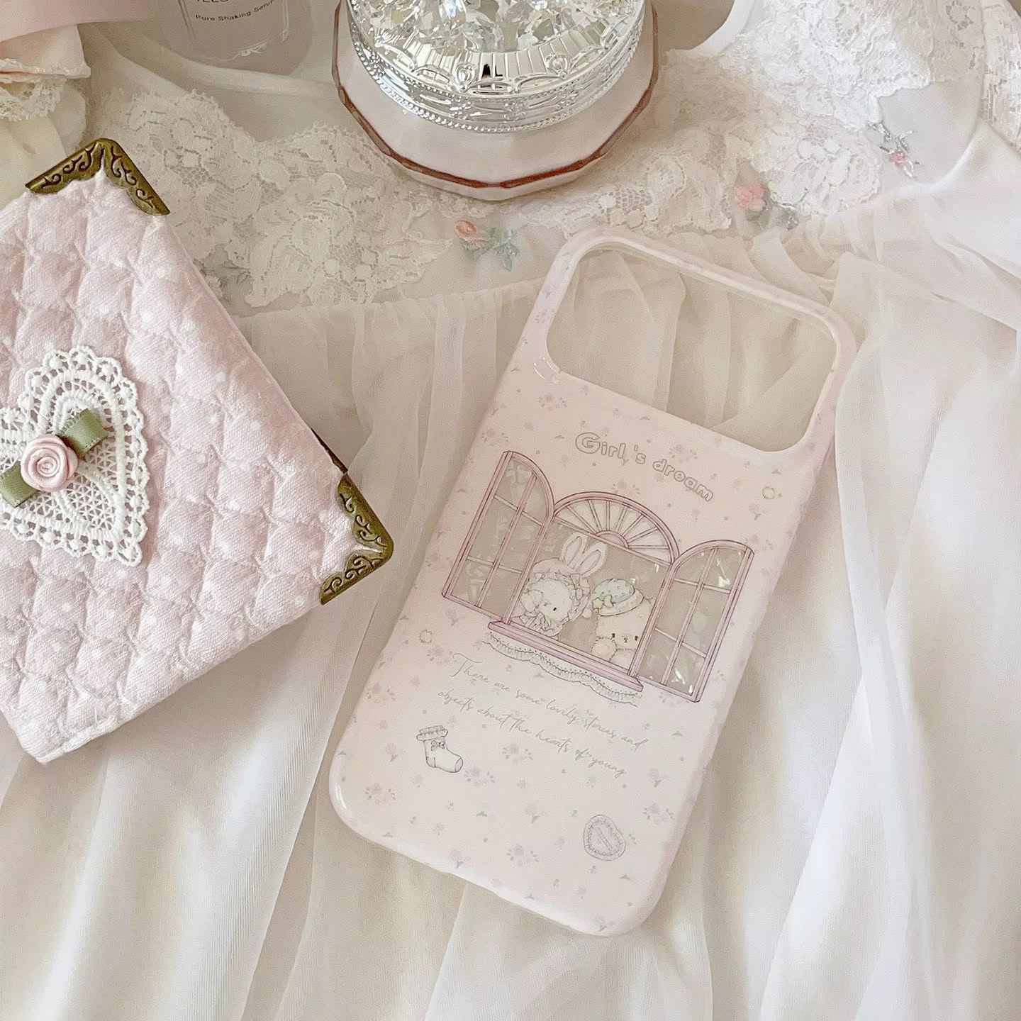 Phone Cases Cute Iphone 14 - Kawaii Bunny Bear Floral Pink Y2K