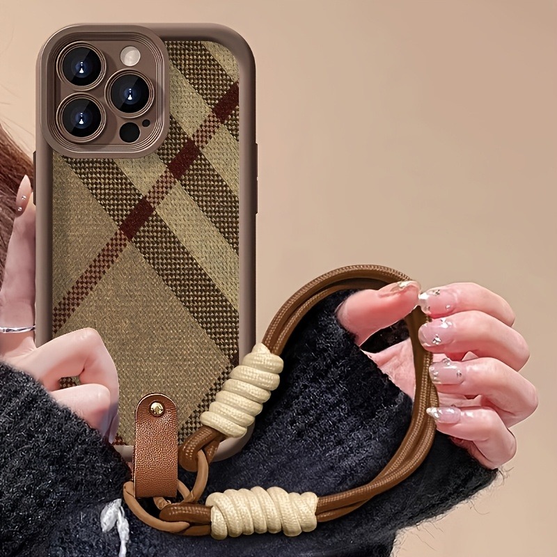 Phone Cases Brown - Braun gestreifte Lanyard-Handyhülle für Samsung Galaxy