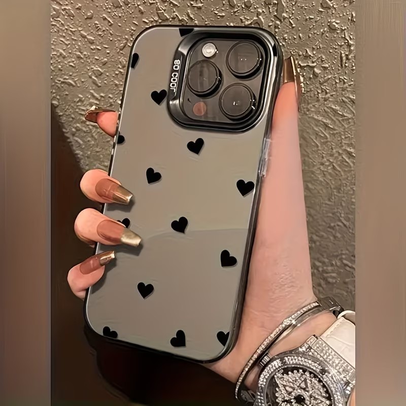 Phone Cases Mous - Elegante schwarze Handyhülle mit Liebespunkt-Muster für
