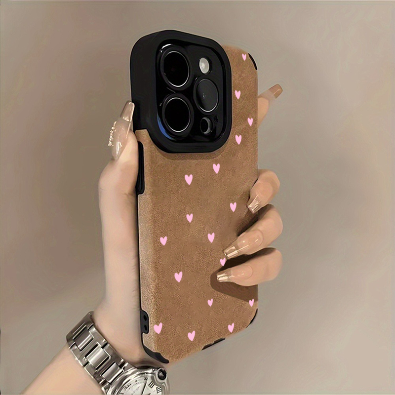 Phone Cases Mous - Modische rosa Herzmuster-Handyhülle für iPhone 15
