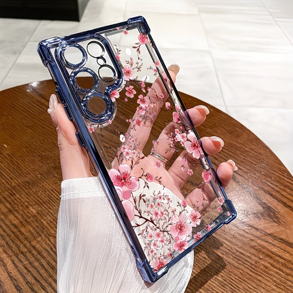 Phone Cases For Samsung Galaxy - Kirschblüten Galvanisierte Vier-Ecken-Sturzsichere Handyhülle für Samsung
