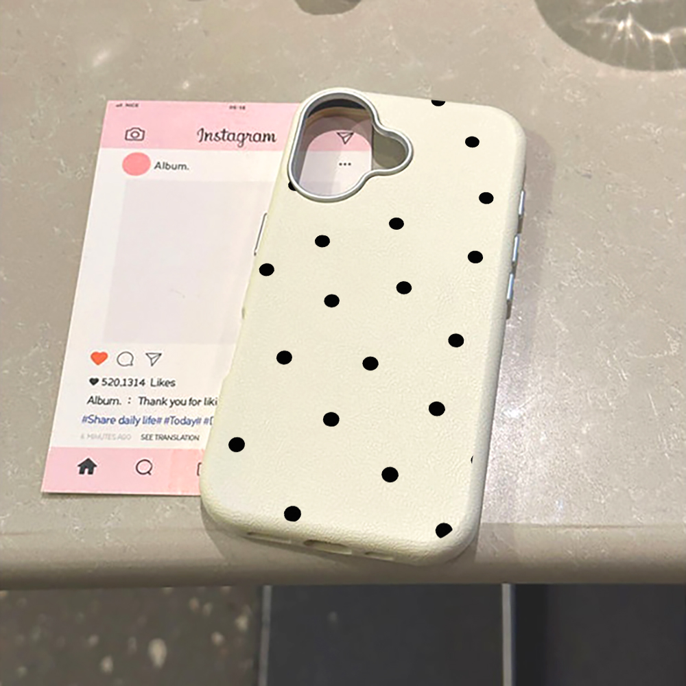 Phone Cases Leather - Minimalistische schwarze Polka-Dot-Handyhülle für Samsung Galaxy