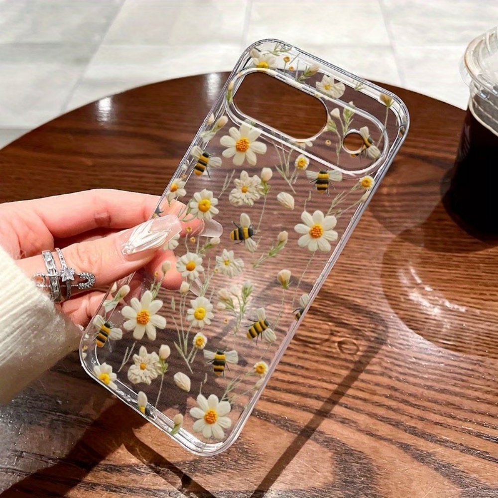 Phone Cases Google Pixel 9 - Niedliches Honigbienen-Blumenmuster Weiche Transparente Handyhülle für