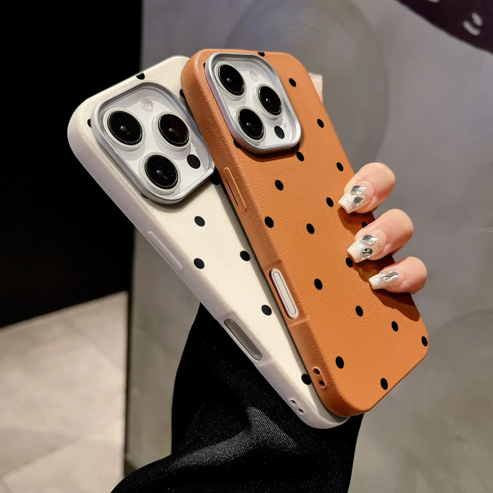 Minimalistische schwarze Polka – Phone Cases Leather Bewertung und Preis