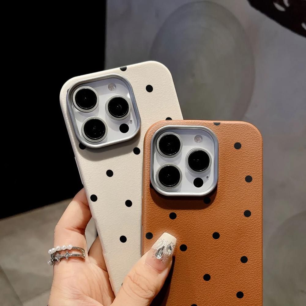 Minimalistische schwarze Polka – Phone Cases Leather Bewertung und Preis