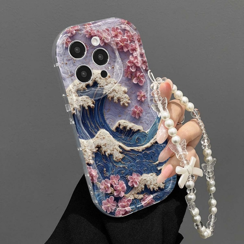 Wellenförmiges Blumenmuster Kr – Phone Cases With Charms Bewertung und Preis