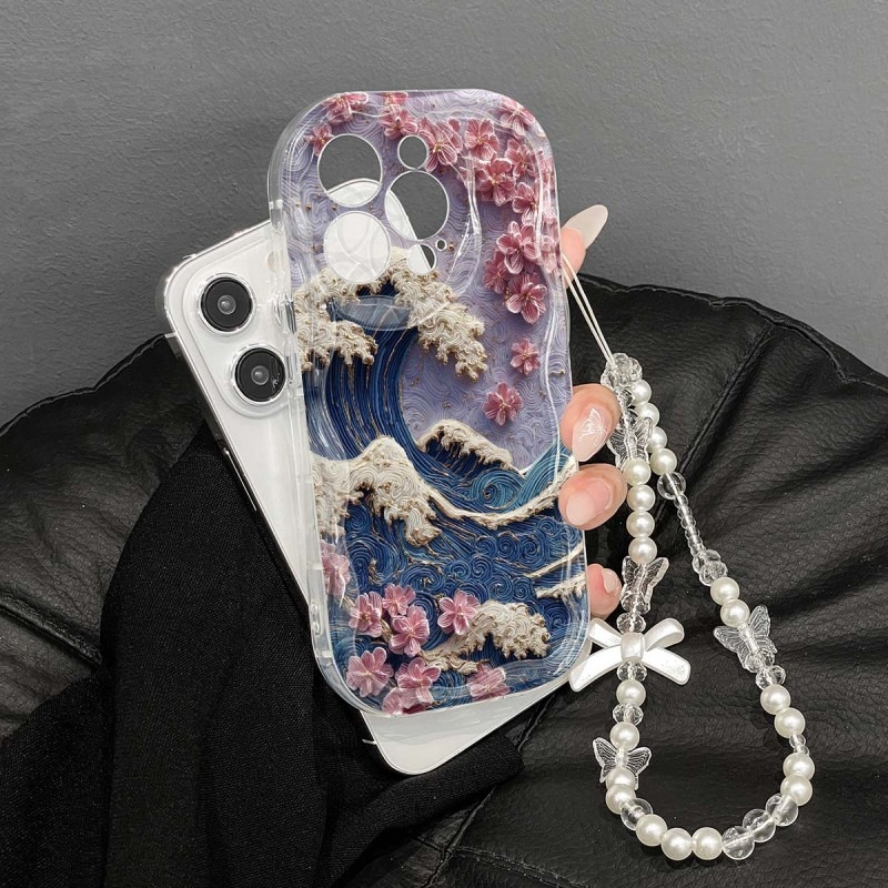 Wellenförmiges Blumenmuster Kr – Phone Cases With Charms Bewertung und Preis